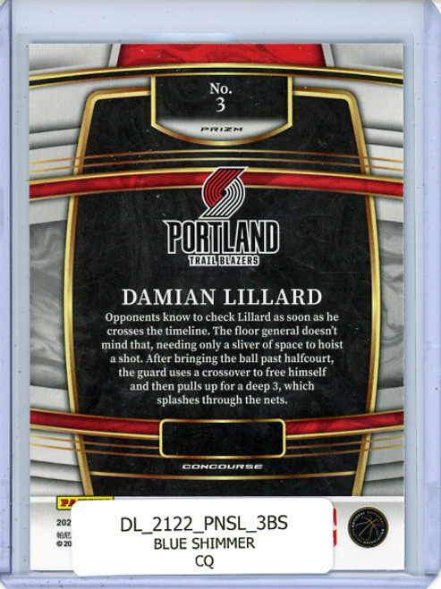 Damian Lillard 2021-22 Select #3 Concourse Blue Shimmer (CQ)