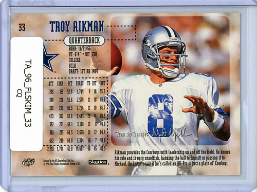 Troy Aikman 1996 Skybox Impact #33 (CQ)
