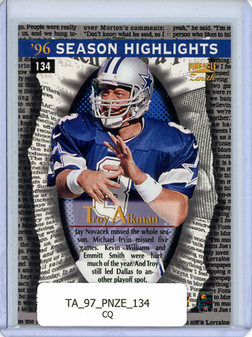 Troy Aikman 1997 Pinnacle Zenith #134 Season Highlights (CQ)