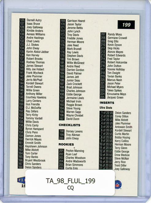 Troy Aikman 1998 Ultra #199 Checklist (CQ)