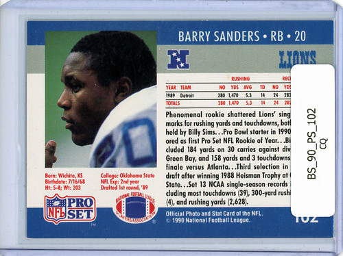 Barry Sanders 1990 Pro Set #102 (CQ)