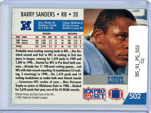 Barry Sanders 1991 Pro Set #502 (CQ)