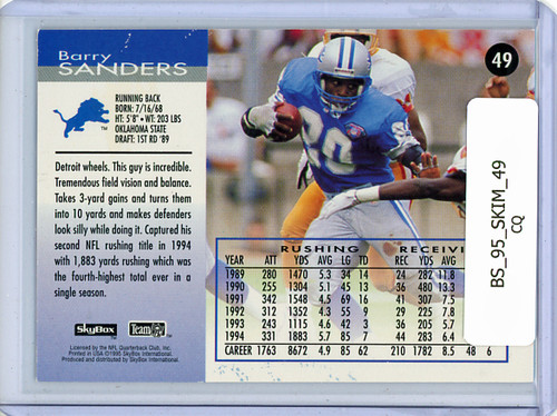 Barry Sanders 1995 Skybox Impact #49 (CQ)