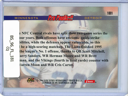 Barry Sanders 1996 Fleer #181 Pro Football Previews (CQ)