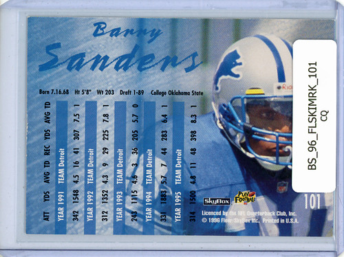 Barry Sanders 1996 Skybox Impact Rookies #101 All-Time Impact Rookie (CQ)