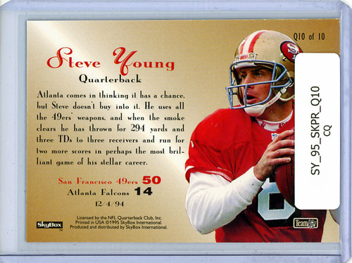 Steve Young 1995 Skybox Premium, Quickstrike #Q10 (CQ)