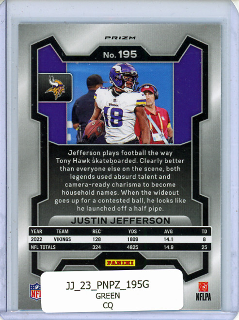 Justin Jefferson 2023 Prizm #195 Green (CQ)