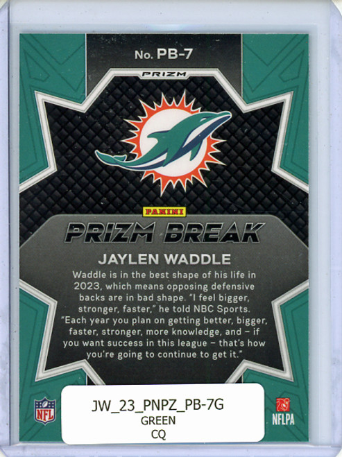 Jaylen Waddle 2023 Prizm, Prizm Break #PB-7 Green (CQ)