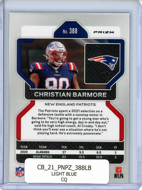 Christian Barmore 2021 Prizm #388 Light Blue (CQ)