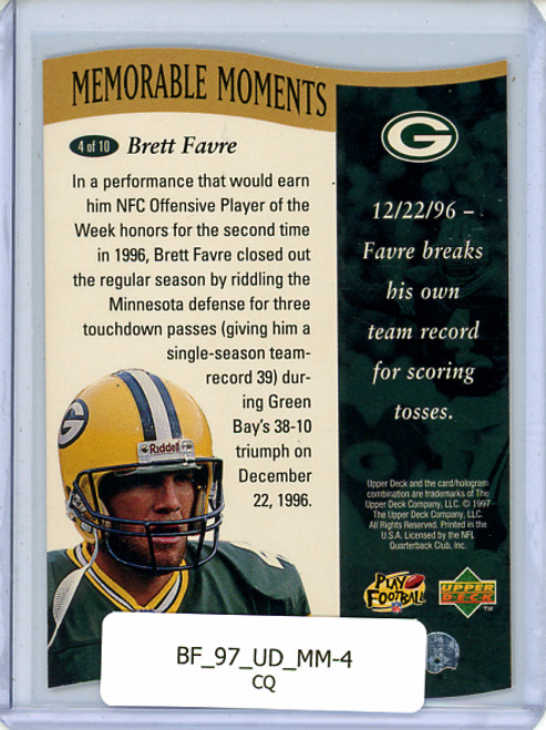 Brett Favre 1997 Upper Deck, Memorable Moments #4 (CQ)