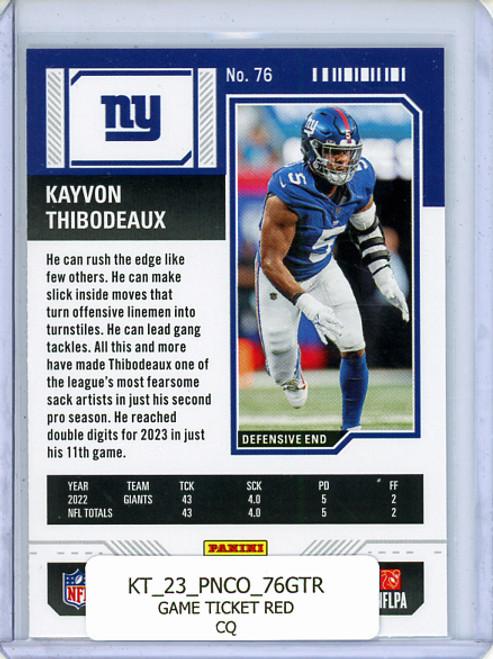 Kayvon Thibodeaux 2023 Contenders #76 Game Ticket Red (CQ)