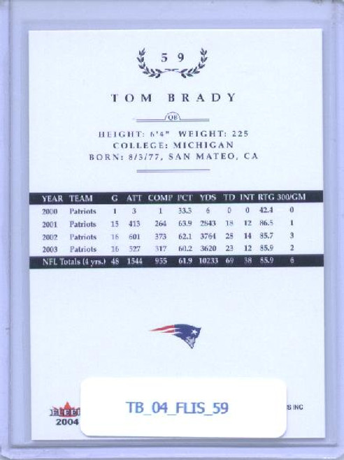 Tom Brady 2004 Fleer Inscribed #59