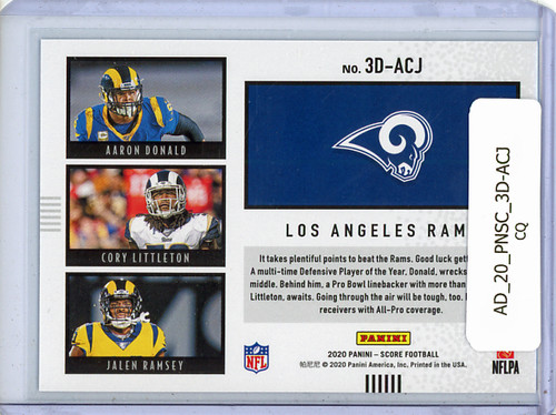 Aaron Donald, Cory Littleton, Jalen Ramsey 2020 Score, 3D #3D-ACJ (CQ)