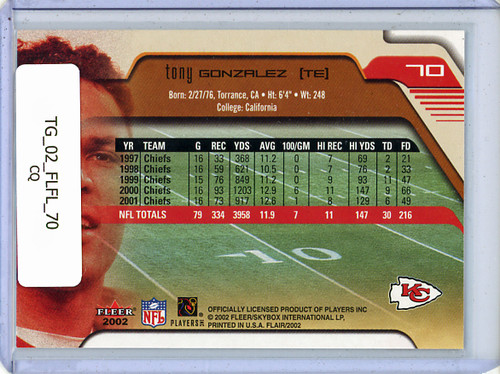 Tony Gonzalez 2002 Flair #70 (CQ)