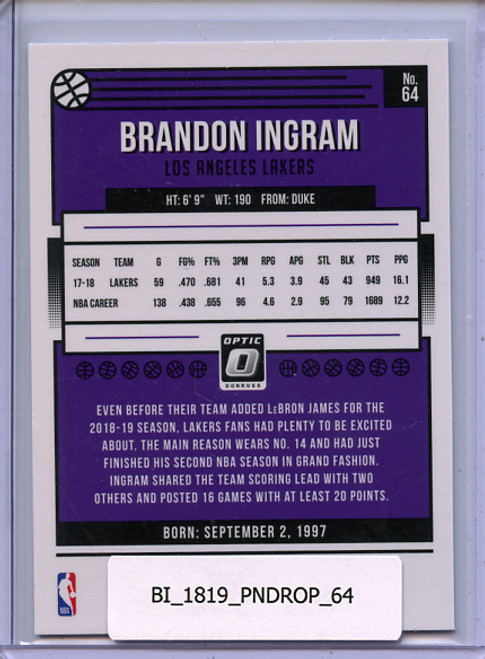 Brandon Ingram 2018-19 Donruss Optic #64
