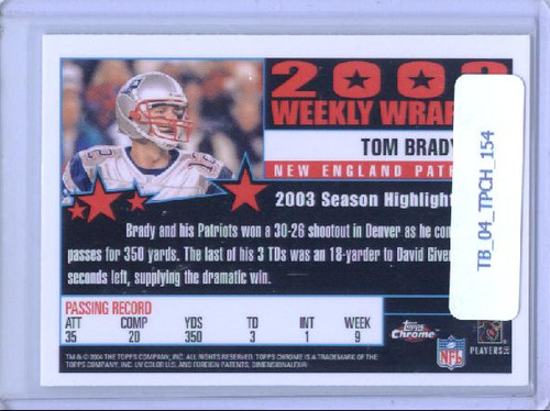 Tom Brady 2004 Topps Chrome #154