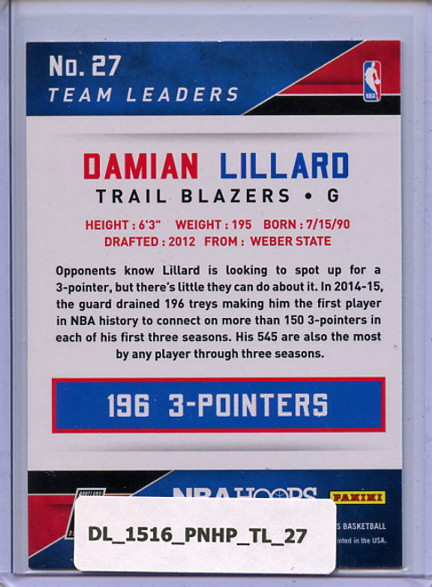 Damian Lillard 2015-16 Hoops, Team Leaders #27