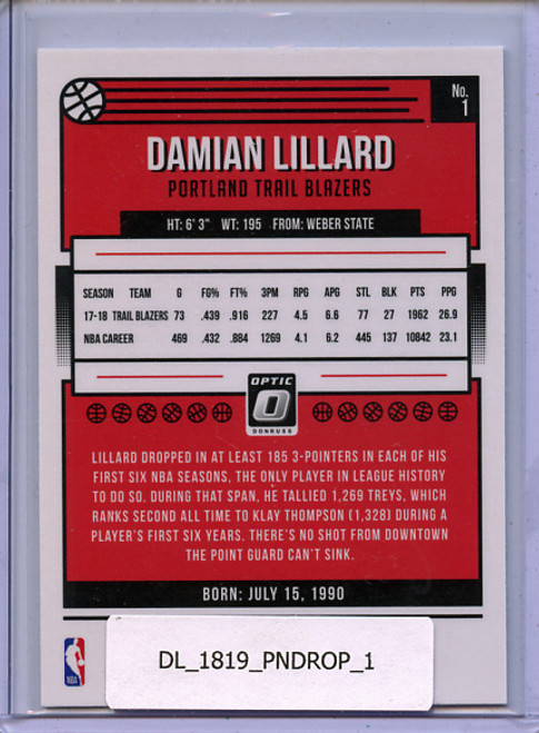 Damian Lillard 2018-19 Donruss Optic #1