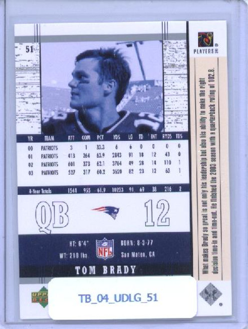 Tom Brady 2004 Upper Deck Legends #51