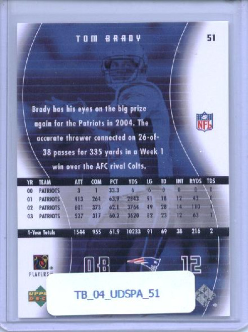 Tom Brady 2004 Upper Deck SP Authentic #51