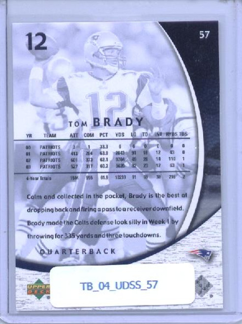 Tom Brady 2004 Upper Deck Sweet Spot #57