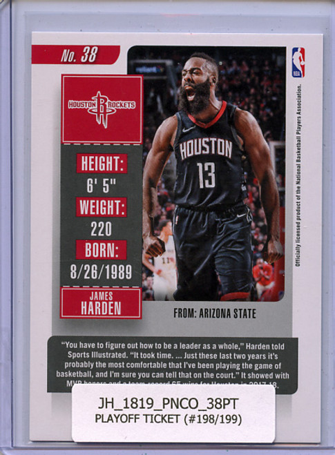 James Harden 2018-19 Contenders #38 Playoff Ticket (#198/199)