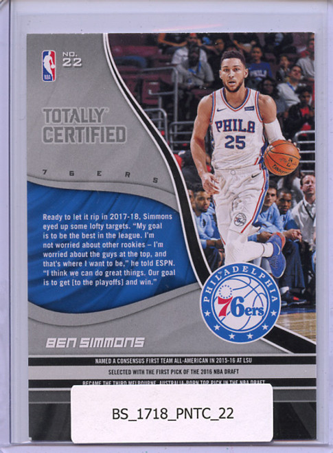 Ben Simmons 2017-18 Totally Certified #22