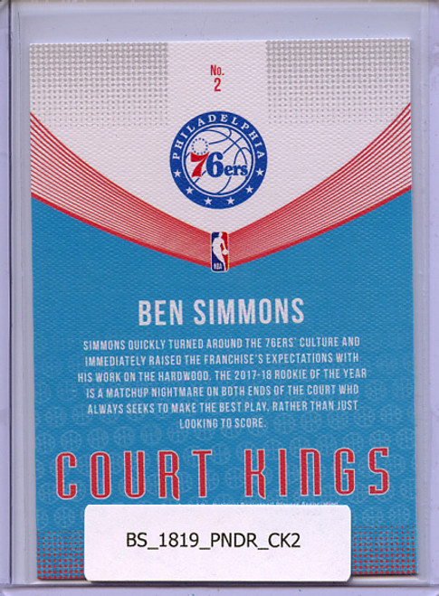 Ben Simmons 2018-19 Donruss, Court Kings #2