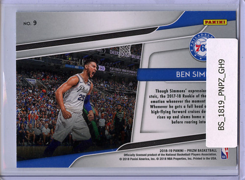 Ben Simmons 2018-19 Prizm, Get Hyped! #9