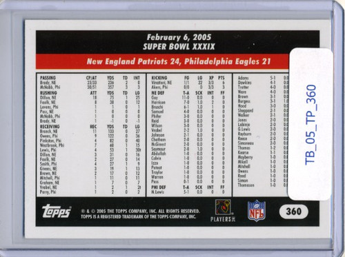 Tom Brady 2005 Topps #360 Postseason Highlights