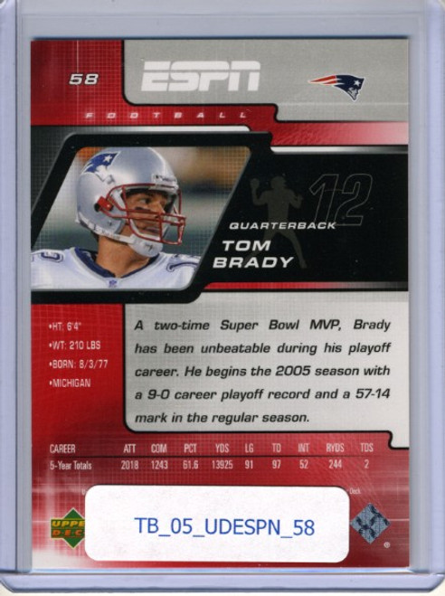 Tom Brady 2005 Upper Deck ESPN #58