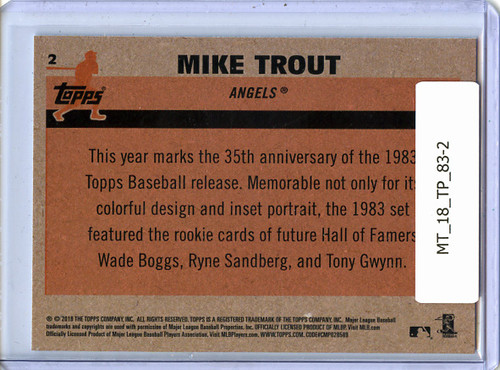 Mike Trout 2018 Topps, 1983 Topps Silver Pack Chrome #2