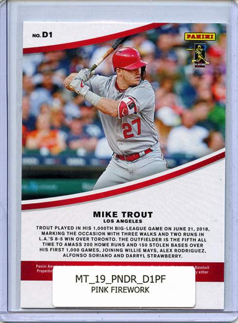 Mike Trout 2019 Donruss, Dominators #D1 Pink Firework