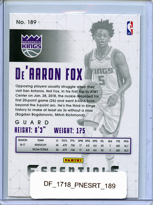 De'Aaron Fox 2017-18 Essentials #189 Retail