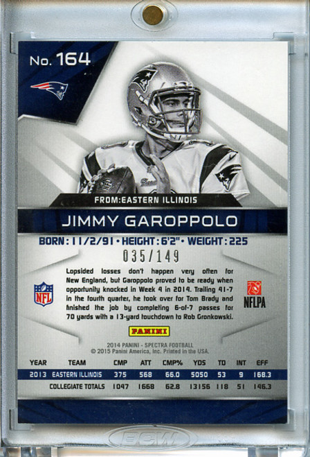 Jimmy Garoppolo 2014 Spectra #164 (#035/149)