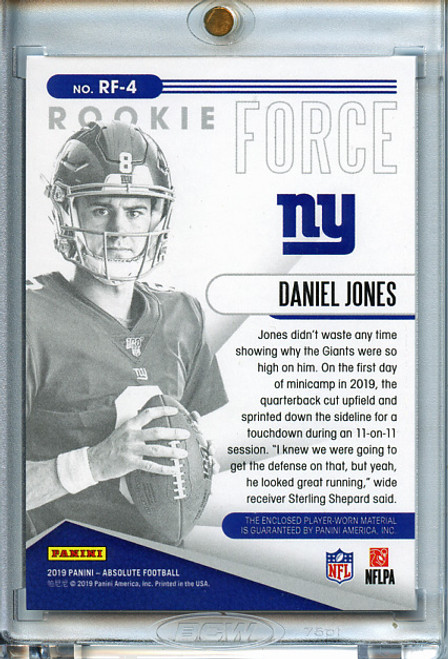 Daniel Jones 2019 Absolute, Rookie Force Jerseys #RF-4