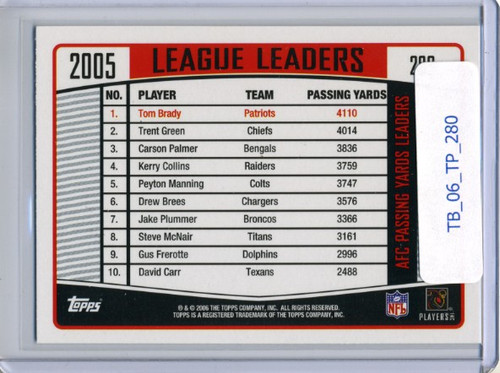 Tom Brady 2006 Topps #280 League Leaders