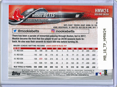 Mookie Betts 2018 Topps Holiday #HMW24