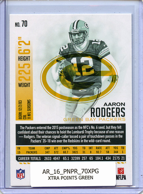 Aaron Rodgers 2016 Prestige #70 Xtra Points Green