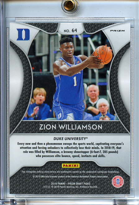 Zion Williamson 2019-20 Prizm Draft Picks #64 Silver