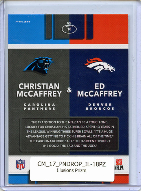 Christian McCaffrey, Ed McCaffrey 2017 Donruss Optic, Illusions #18 Holo