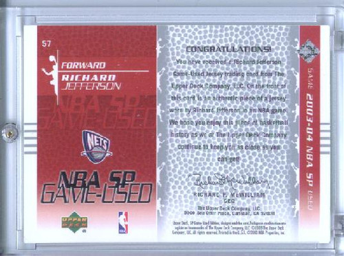 Richard Jefferson 2003-04 SP Game Used #57 Jersey (2)