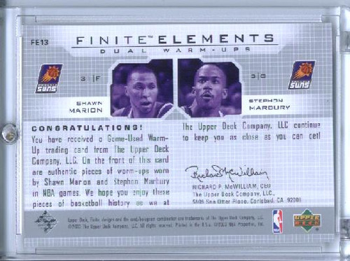 Stephon Marbury, Shawn Marion 2003-04 Finite, Elements Dual Warm-Ups #FE13 (2)