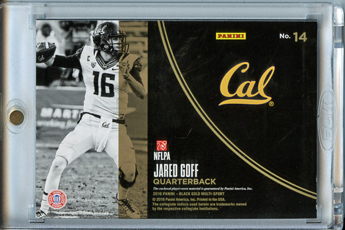 Jared Goff 2016 Black Gold Collegiate, Golden Opportunity Materials #14 (#054/199)