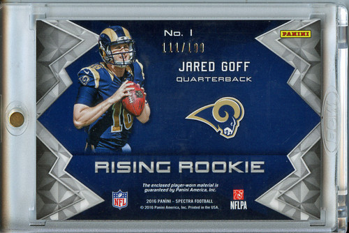 Jared Goff 2016 Spectra, Rising Rookie Materials #1 (#111/199)