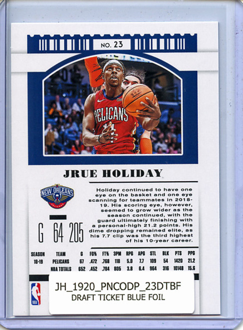 Jrue Holiday 2019-20 Contenders Draft Picks #23 Draft Ticket Blue Foil