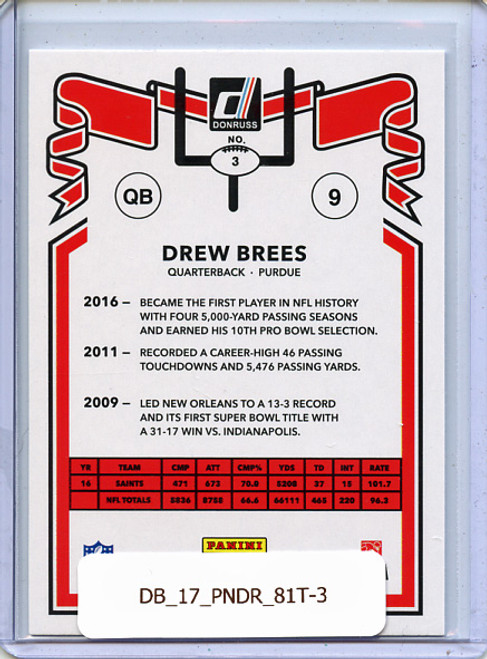 Drew Brees 2017 Donruss, 1981 Tribute #3