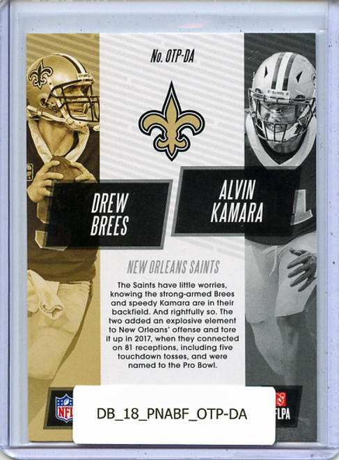 Drew Brees, Alvin Kamara 2018 Absolute, One Two Punch #OTD-DA