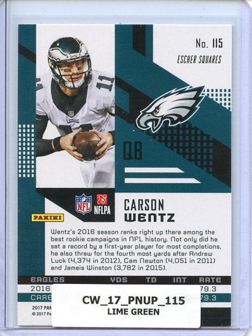 Carson Wentz 2017 Unparalleled #115 Lime Green