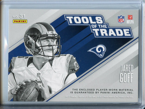 Jared Goff 2017 Absolute, Tools of the Trade Materials #31 (#62/99)